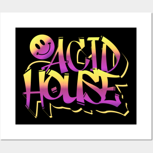 ACID HOUSE  - Graffiti Smiley (purple/gold) Posters and Art